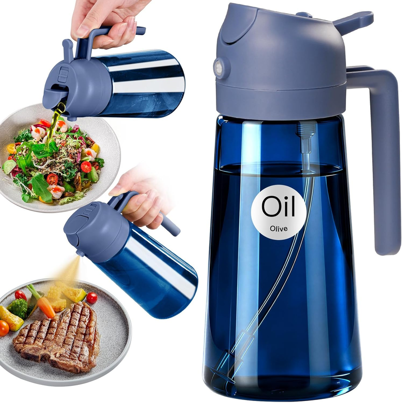 16Oz/470Ml Light-Blocking Dark Oil Sprayer for Cooking, 2 in 1 Olive Oil Dispens