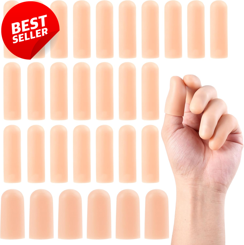 30PCS Gel Finger Cots Soft Thumb Protector Cuts Blisters Nude - US