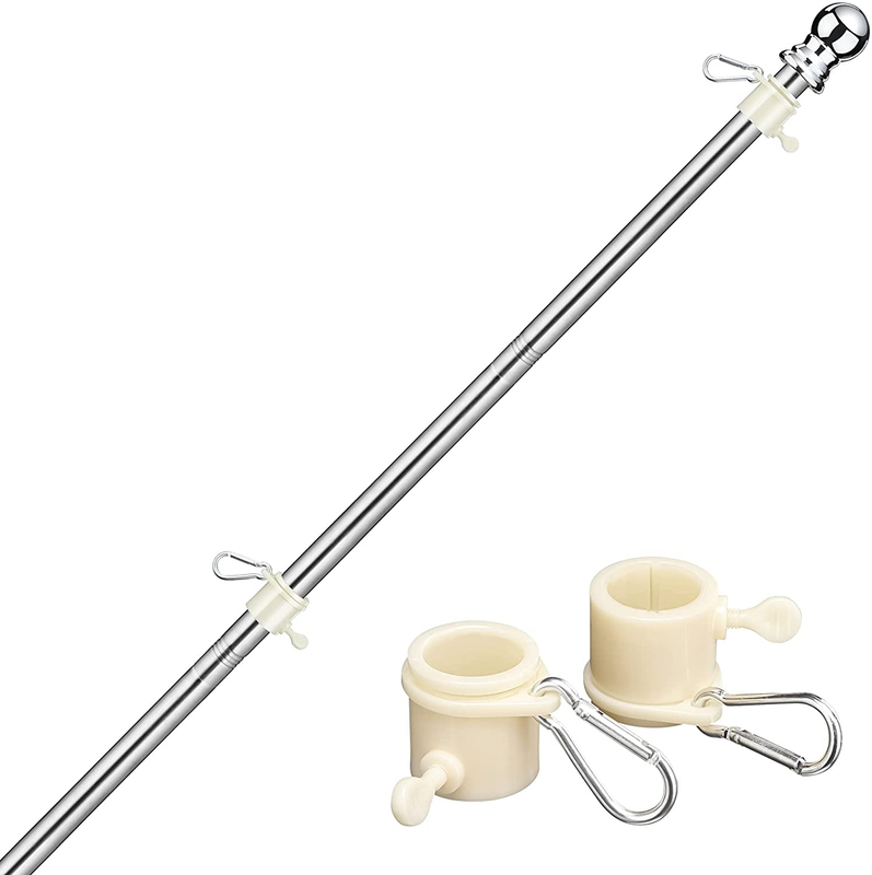 7FT Flag Pole Kit,Stainless Steel Heavy Duty American US Flagpole, Rustproof for