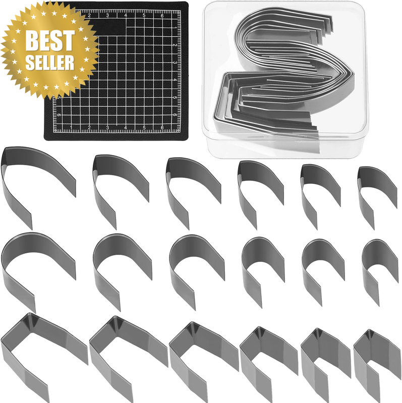 19Pcs 3 Shapes Leather Corner Cutter Punch Tool Set with Protective Mat Leather