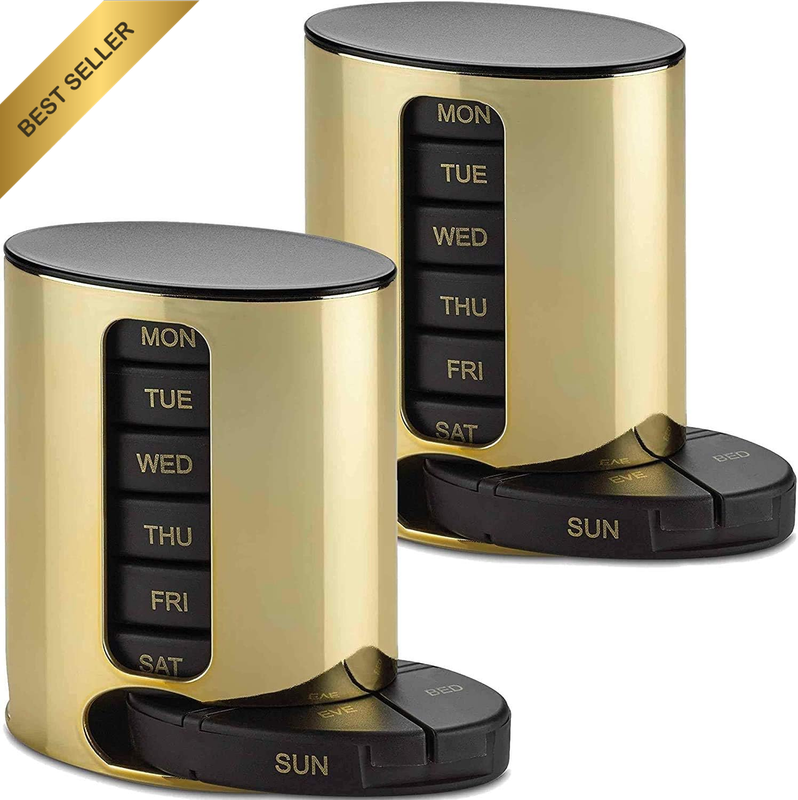 Weekly Pill Organizer - 2Pack - 4 Times-A-Day, Daily Stackable Medication Remind