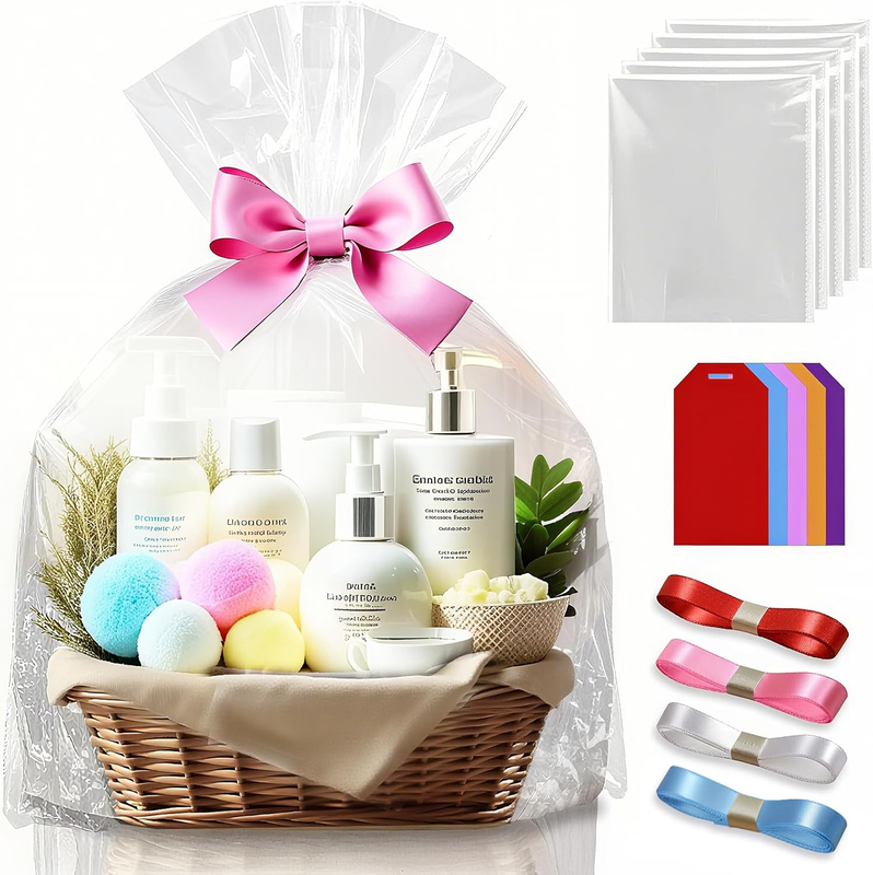 Extra Large Cellophane Bags for Gift Baskets,Jumbo Transparent Hamper Bags,Huge