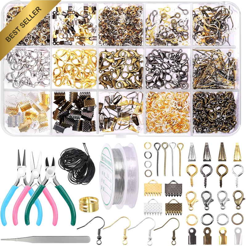 1470Pcs Jewelry Making Supplies Kit with Jewelry Making Tools, 3 Color Jewelry P