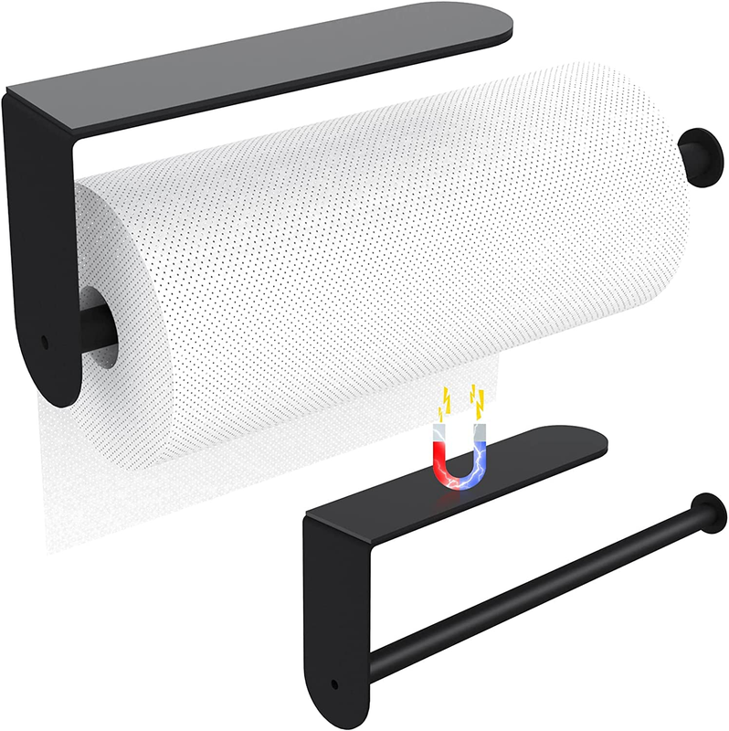 Paper Towel Holder Multifunctional Towel Bar with Strong Magnetic Backing Black