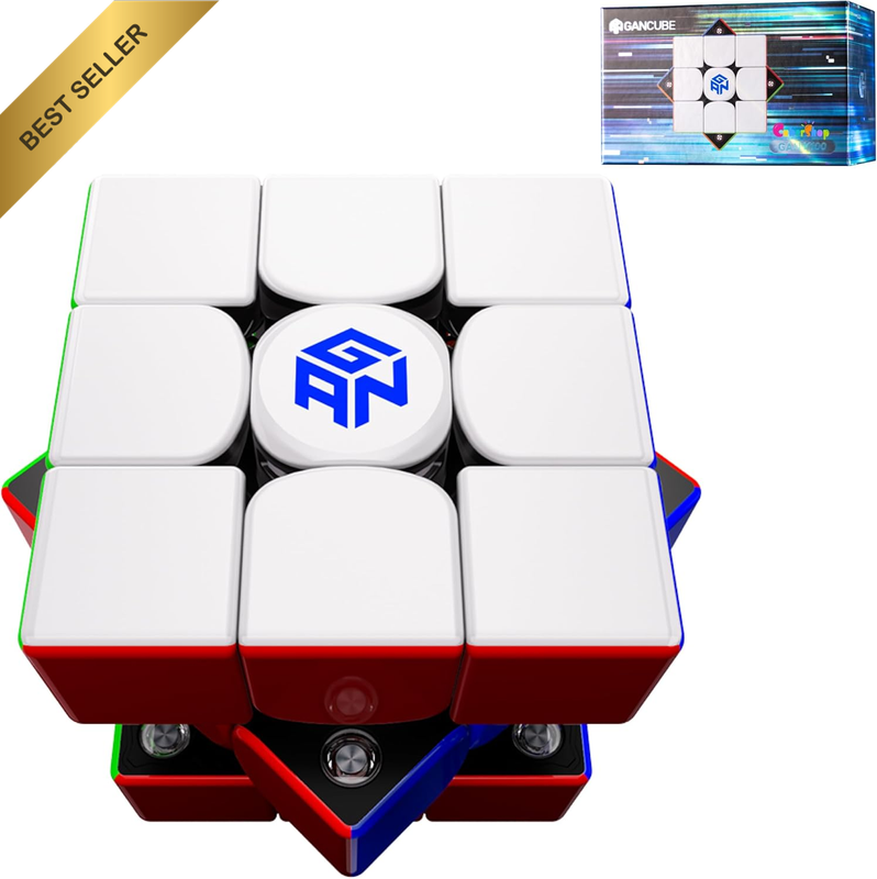 GAN V100 Maglev UV Coated, 3X3 Magnetic Speed Cube (Black Internal Stickerless),