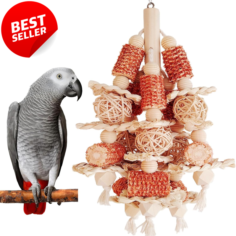 Natural Corn Stick Parrot Chew Toy Hanging Bird Cage Toy Macaw Cockatoo - US