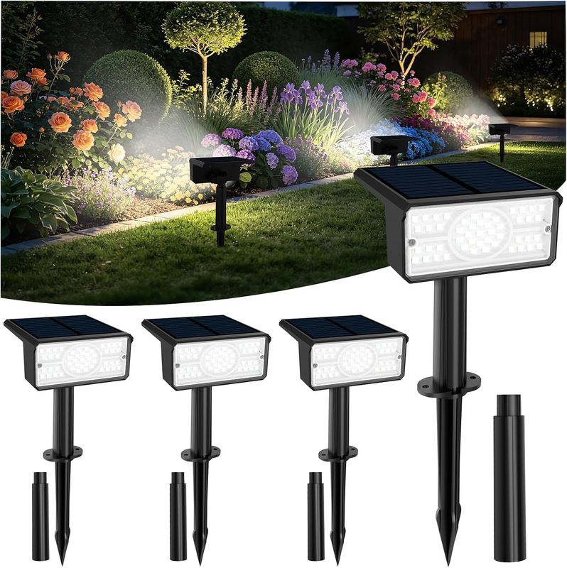 T-SUNUS Solar Spot Lights Outdoor Garden, Cool White 6000K Solar Lights