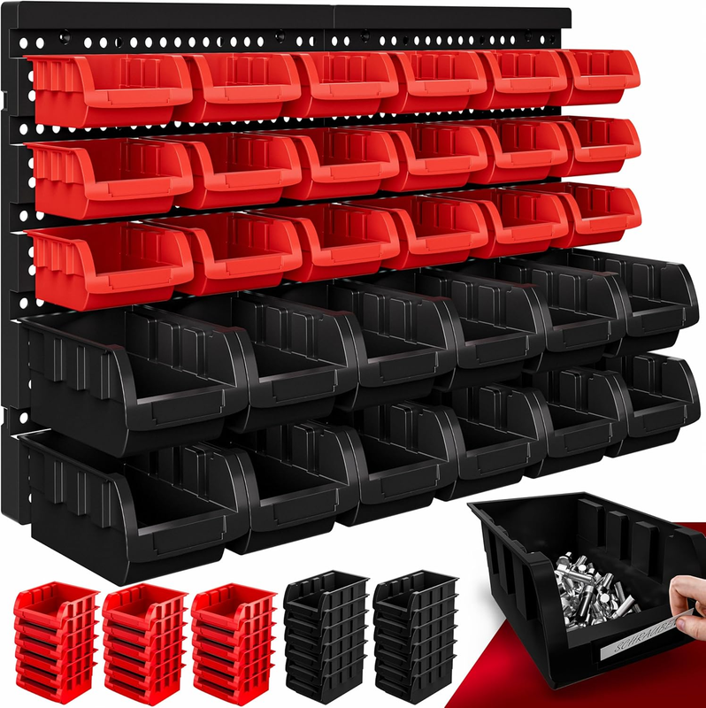 Monzana® Stapelboxen 32 Tlg. Erweiterbar Etikettenfach Stabil Stoßfest Starke Wa