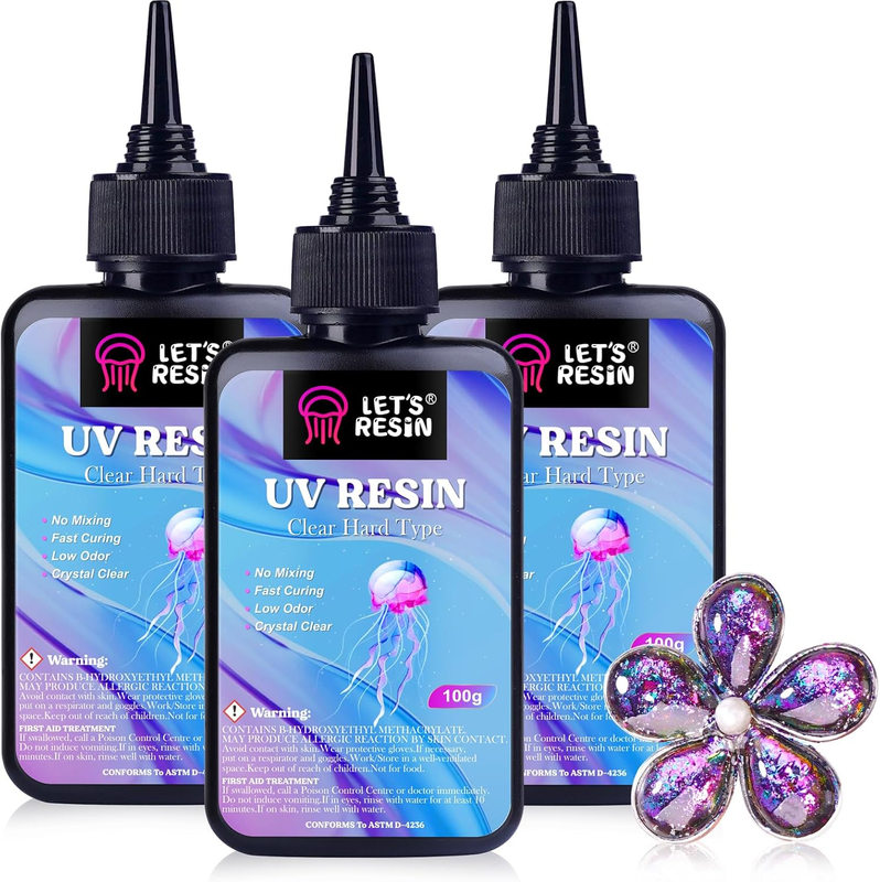 UV Resin Kit, 300g Low Viscosity Crystal Clear Thin Epoxy for Crafts, Casting, M