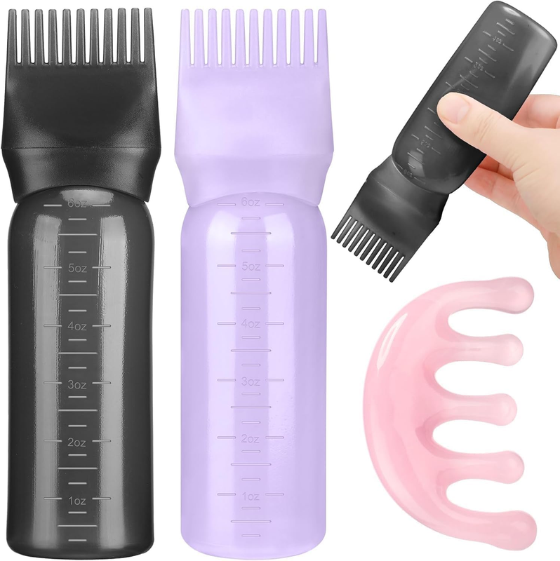 2 Pack Hair Oil Applicator Bottle for Scalp with Comb,Hairs Oil Bottle with Root
