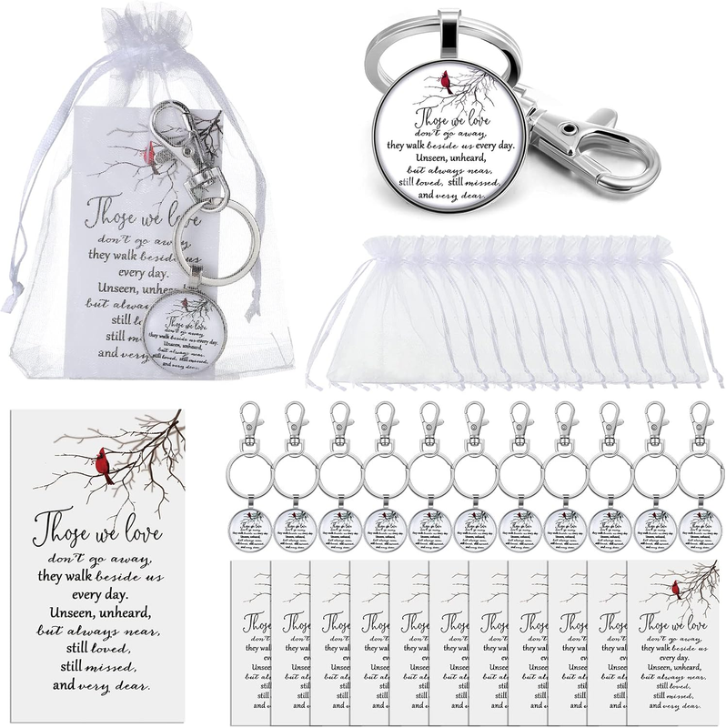 Fumete 12 Set Red Cardinal Keychain Memorial Funeral Sympathy Gift Key Ring