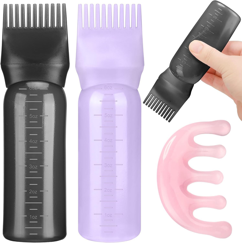 2 Pack Hair Oil Applicator Bottle for Scalp with Comb,Hairs Oil Bottle with Root