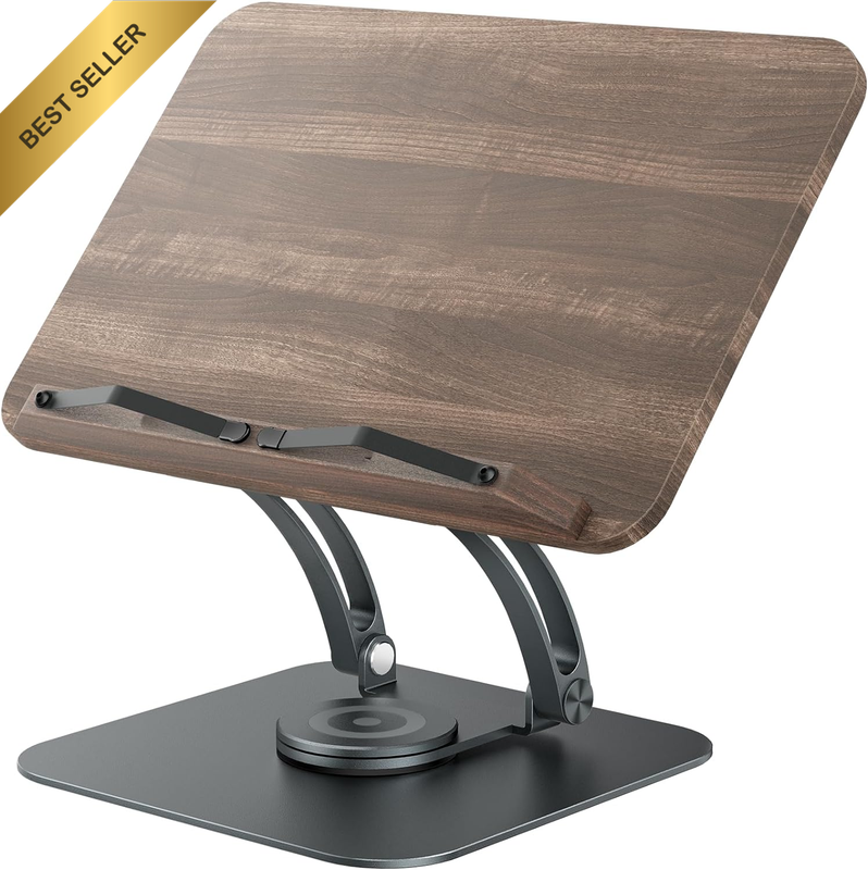 Book Stand for Reading, Adjustable Book Holder with 360° Swivel Base, Foldable C