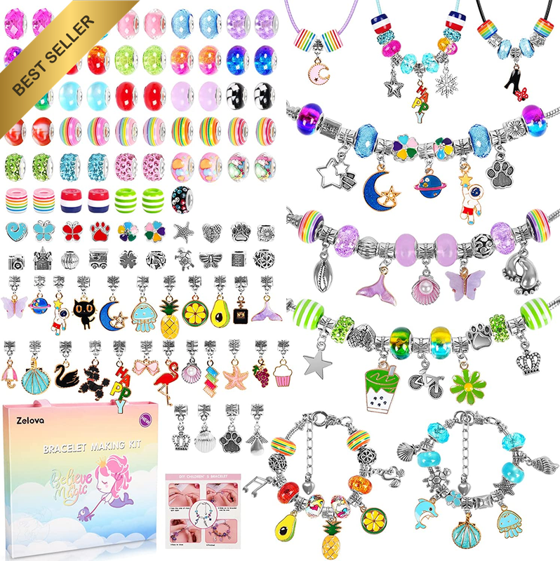 150 Pcs Girls Bracelet Making Kit DIY Jewelry Craft Gift Set Ages 6-12