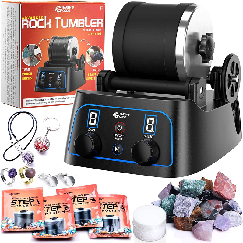 Advanced Professional Rock Tumbler Kit with Digital Stone Polishing Machine NEW