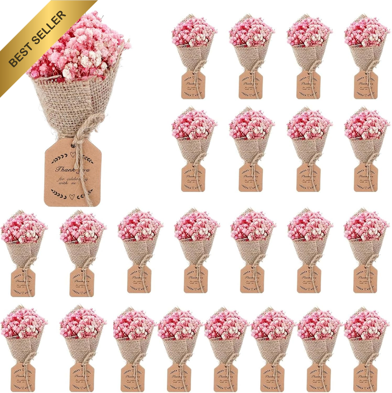 24 Pcs Mini Magnet Dried Flower Bouquets Baby Shower Favors for Guests Rustic Ba