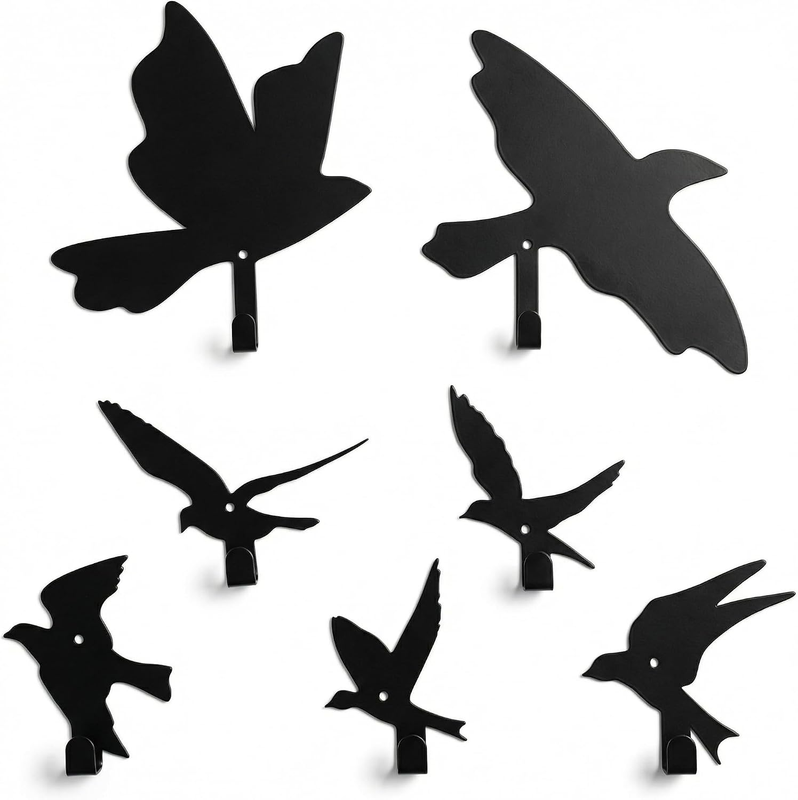 Decorative Bird Wall Hooks Wall Mount - Black Coat Hooks Wall Mount for Coats, T