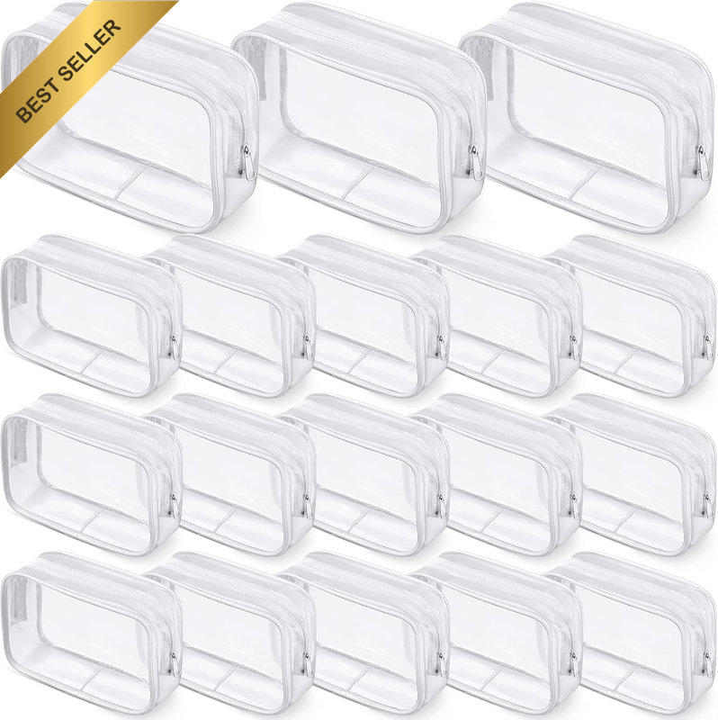 18 PCS Clear Travel Toiletry Bags Set - Waterproof TPU Transparent Cosmetic Bags