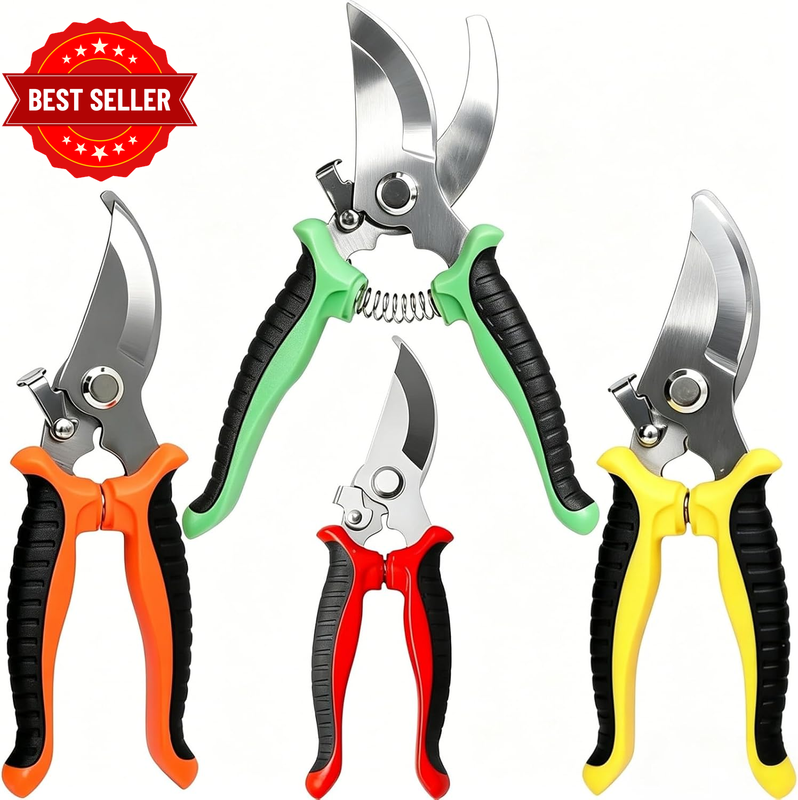 Garden Pruning Shears, 4 Pack Sturdy Bypass Hand Pruners Stainless Steel