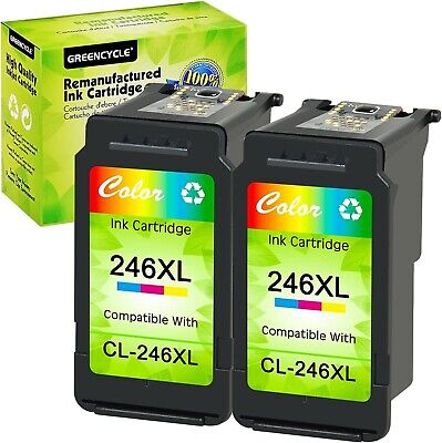 GREENCYCLE CL-246 XL 2PK Tri-color Ink for Canon CL-246 Recondtioned 2 PACK
