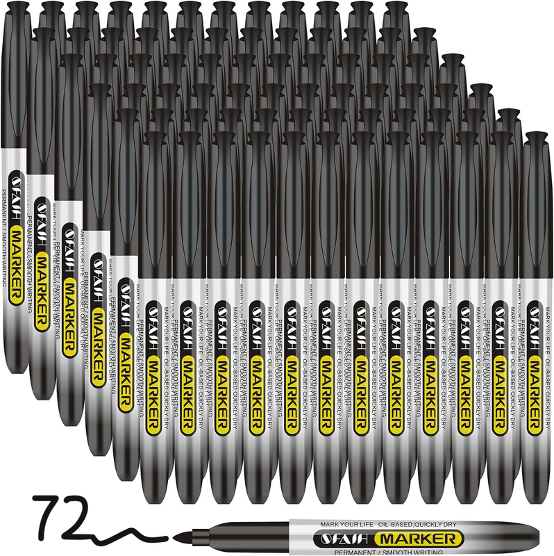 - 72 Pack Fine Point Black Markers Bulk For Gla