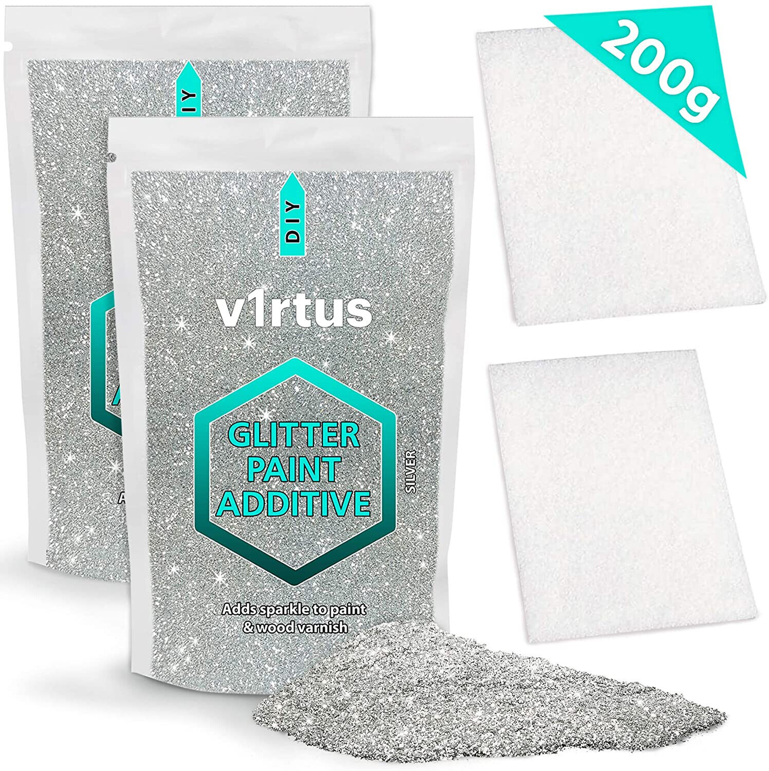 V1rtus Silber Premium Glitzer Farbe Additiv (2 x100g) Plus 2