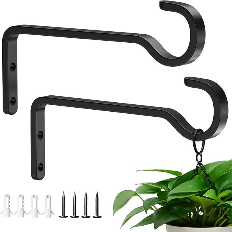6 Inch 2 Pack Heavy Duty Outdoor Plant Hangers for Plants, Iron Plant Brackets w