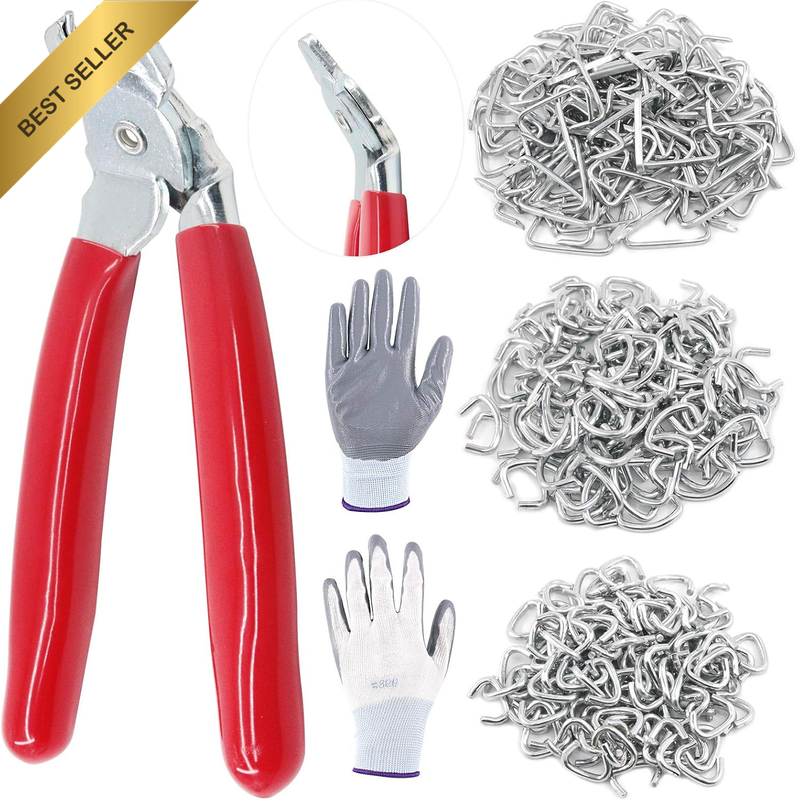 (Bent Hog Rings Pliers Kit) -  360Pcs 1.9Cm 1.3Cm 1Cm Galvanised Hog Rings with