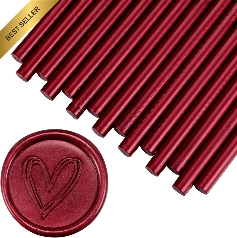 15 Pieces Burgundy Glue Gun Sealing Wax Sticks for Wax Seal Stamp, Great for Wed