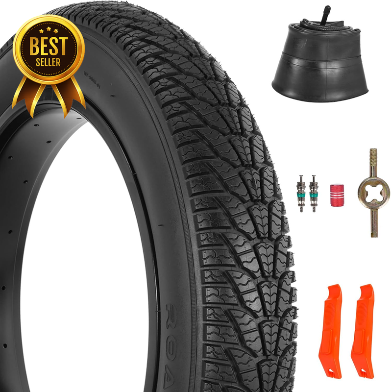 2-Pack 20X4.0 Fat Bike Tire, 20 Inch Mountain Bike Tires & Tubes Set, Black