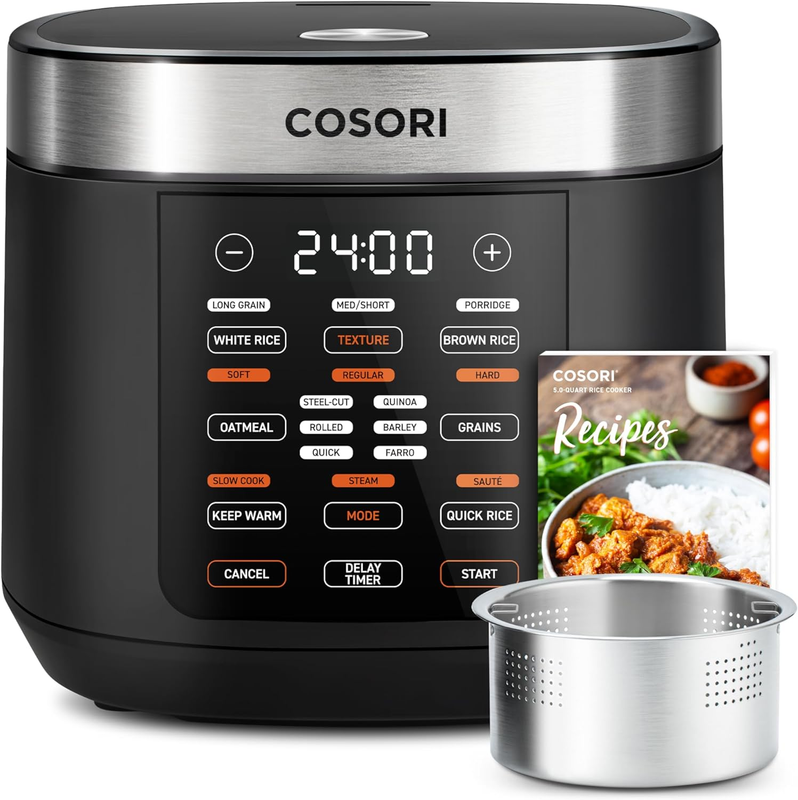 18 Functions Rice Cooker, 24H Keep Warm & Timer, 10 Cup Uncooked Rice Maker with