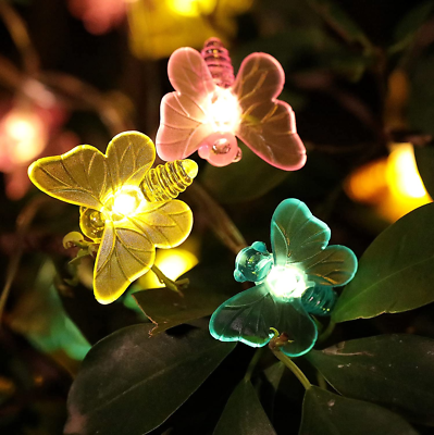 Solar butterfly top string lights