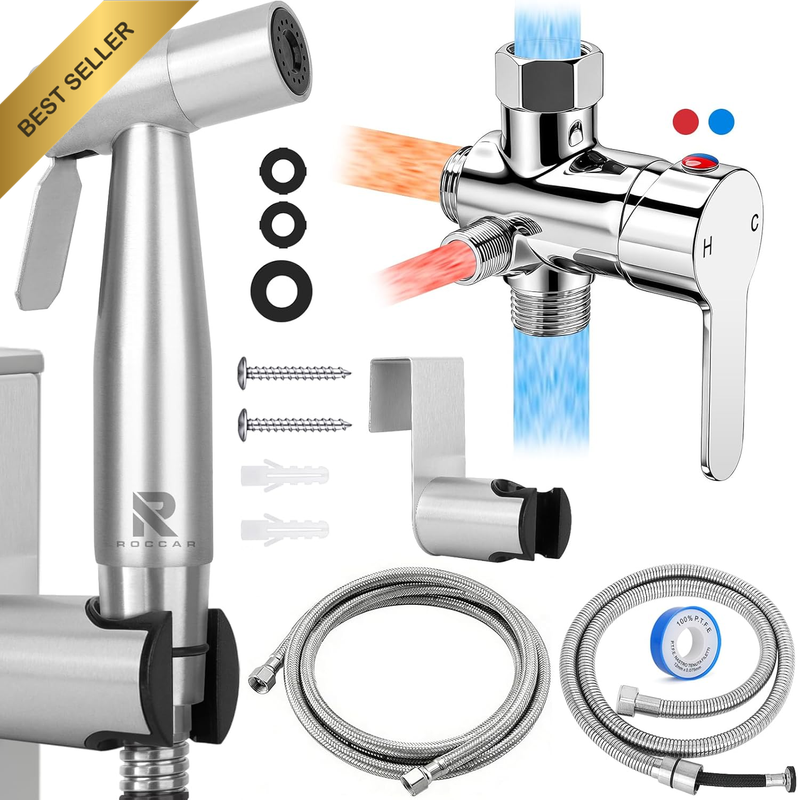 Hot and Cold Handheld Bidet Sprayer for Toilet, Warm Water Bidet with Adjustable