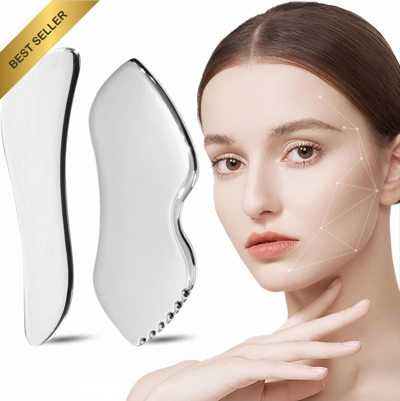 2 Pcs Stainless Steel Gua Sha Facial Tools, Guasha Scraping Massage Tool, Great