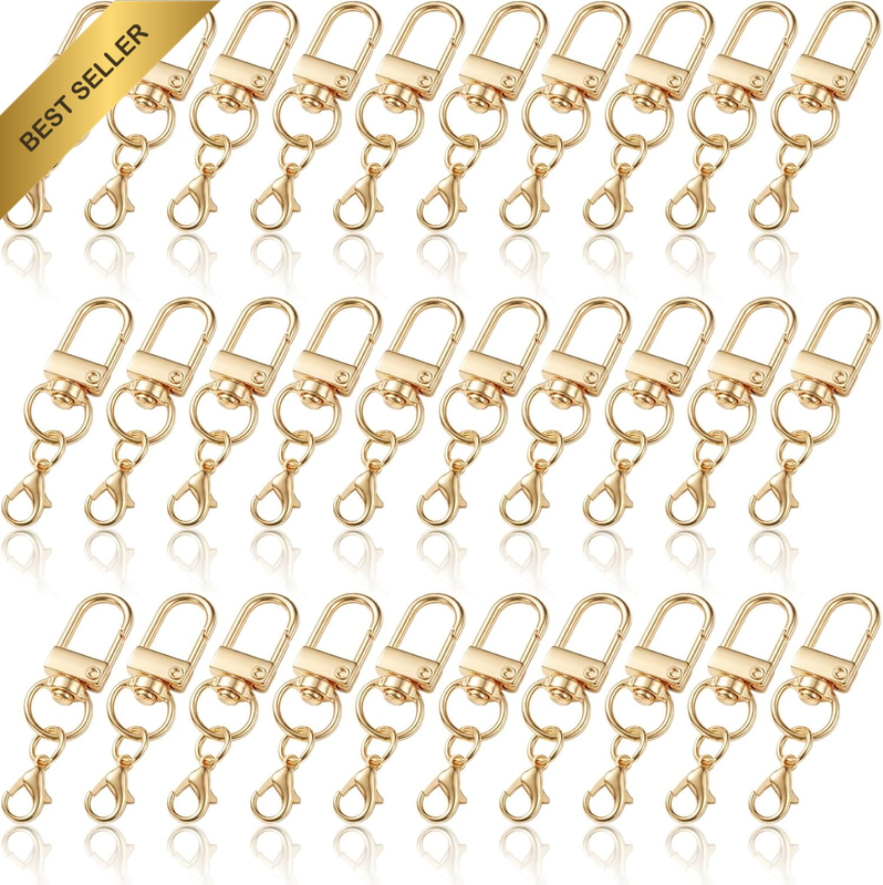 30 Pcs Gold Keychain Clips, Metal Swivel Snap Hooks, Sturdy Lobster Claw Clasps