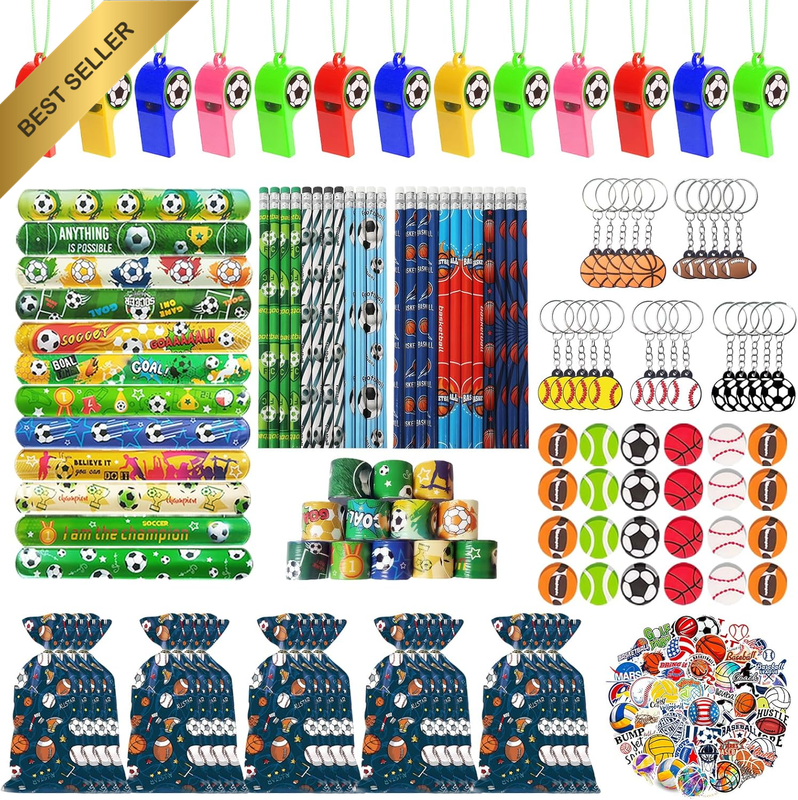 194Pcs Soccer Theme Party Favours Supplies, Soccer Party Bags Fillers