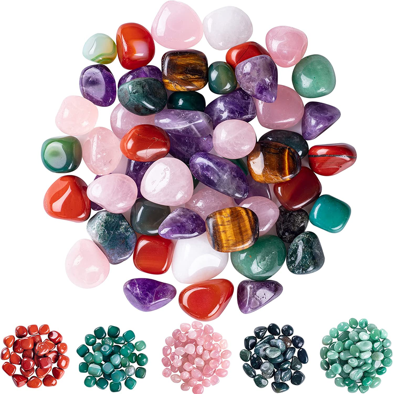 1Lb Assorted Tumbled Stones and Crystals Bulk Rocks - Natural Polished Irregular