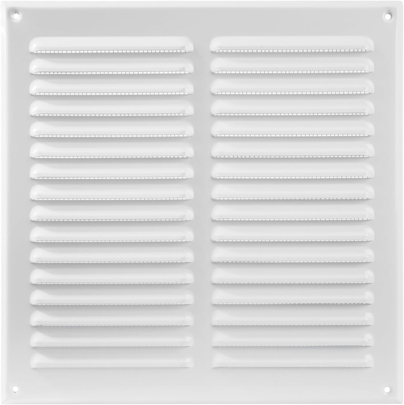 White 295 × 295mm Metal Vent Cover - Galvanized Steel Louvered Ventilation Grill