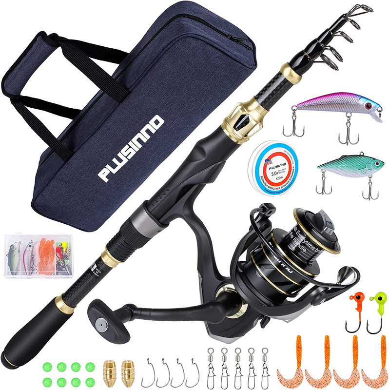 Carbon Fiber Telescopic Fishing Rod Pole Reel Combo Sea Saltwater Freshwater Kit