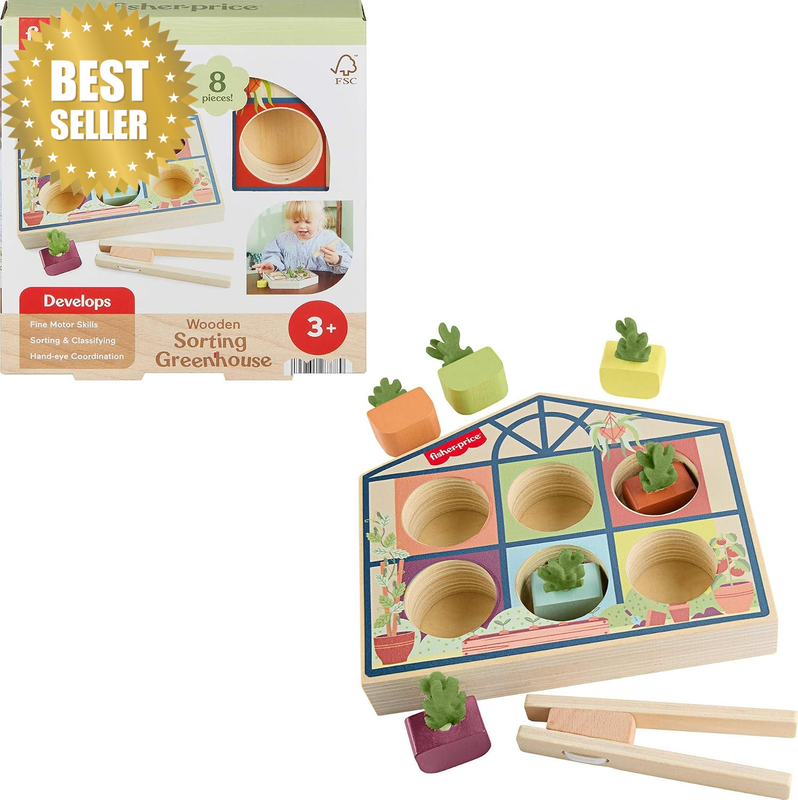 Wood Tiny Garden Sorting Greenhouse Toy
