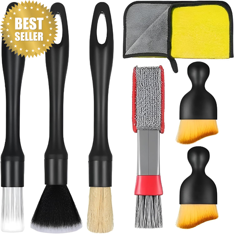 Car Detailing Brush Set with Towel, Car Interior Cleaning Brush Kit with Ultra-S