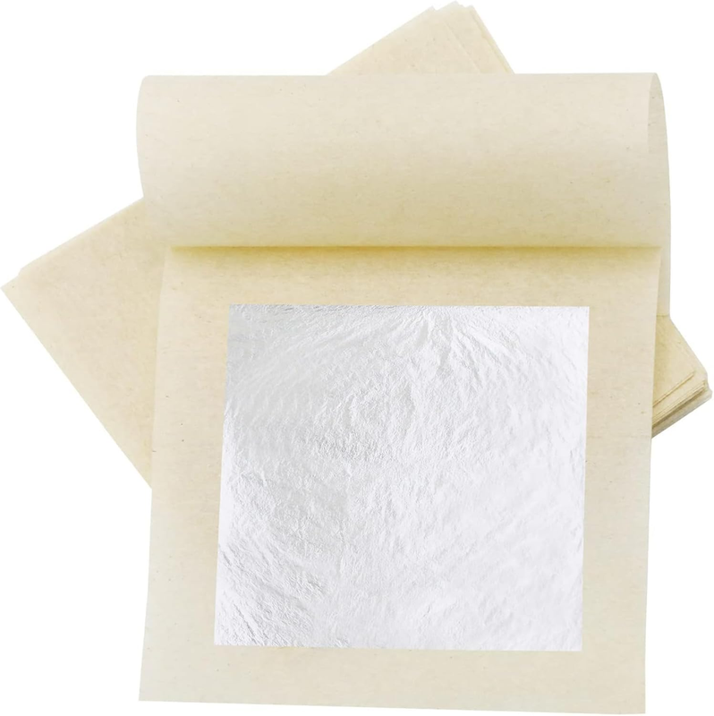 Silver Leaf Sheets, Edible Silver Leaf 10 Sheets 2.36'' x 2.36'' Pure Genuine Si