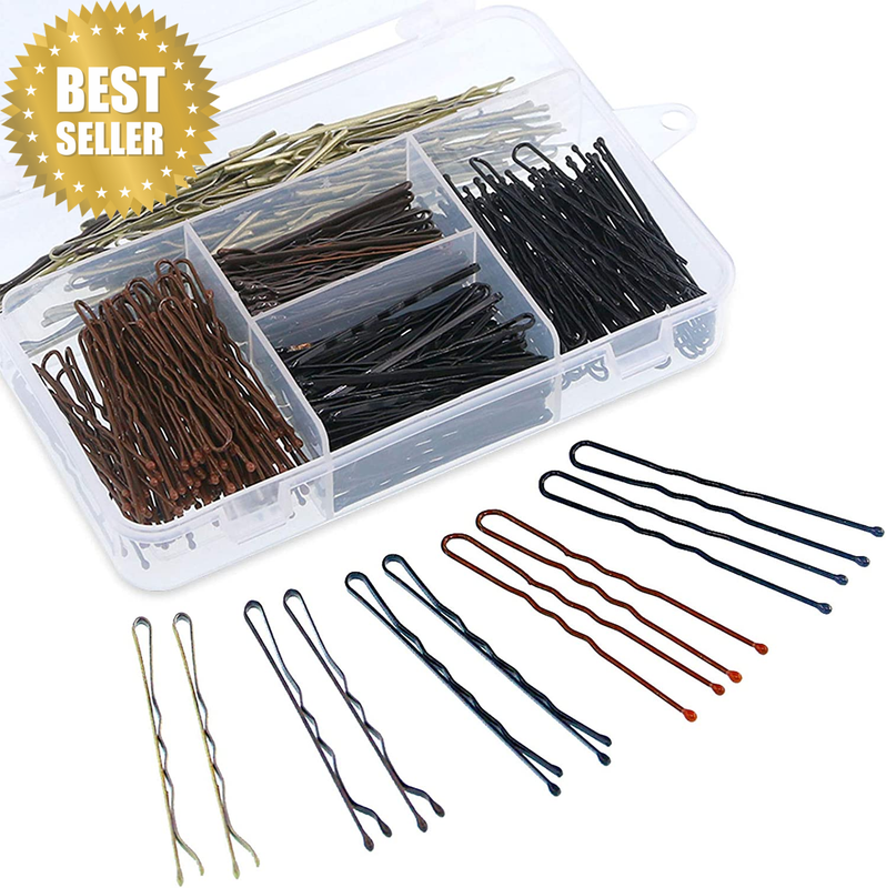 360 Pieces 2 Styles Hair Pins Kit, Including 216Pcs Bobby Pins and 144Pcs U Hair