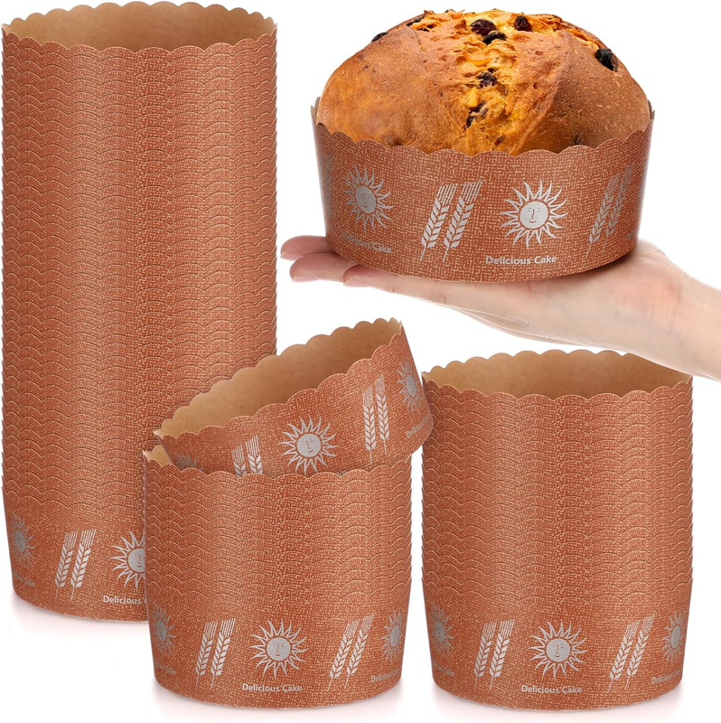 100 Pcs Panettone Paper Mold Pans 6 X 2.4 Inch Christmas round Disposable Cake M