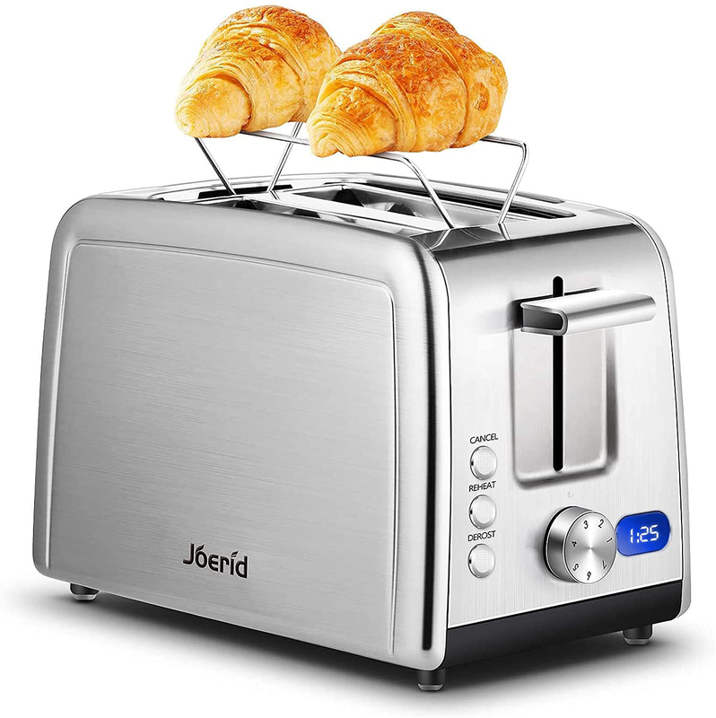 2 Slice,compact Stainless Steel Toaster With 7 Setting Shade