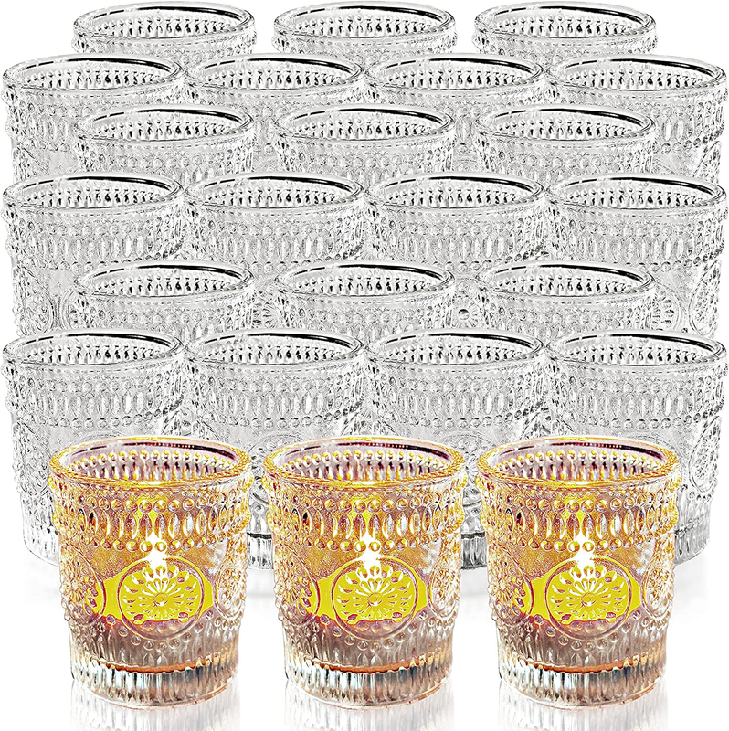 Clear Tealight Candle Holders Set of 24, Fall Votive Candle Holders, Vintage Tea