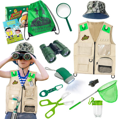 Outdoor Explorer Toy Kit Bug Catcher with Vest, Outdoor Toy Gift for 3-9+ Year