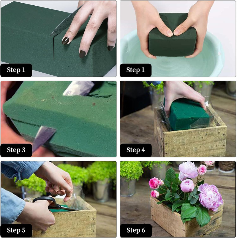 8 Pack Floral Foam Blocks for Fresh and Artificial Flowers, Square Wet& Dry Foam