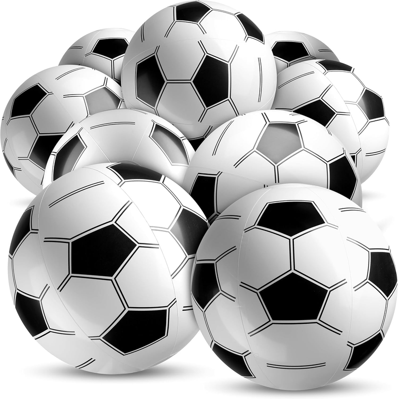 12-Pack Inflatable Soccer Balls 16-Inch, Soccer Party Beach Balls Bulk