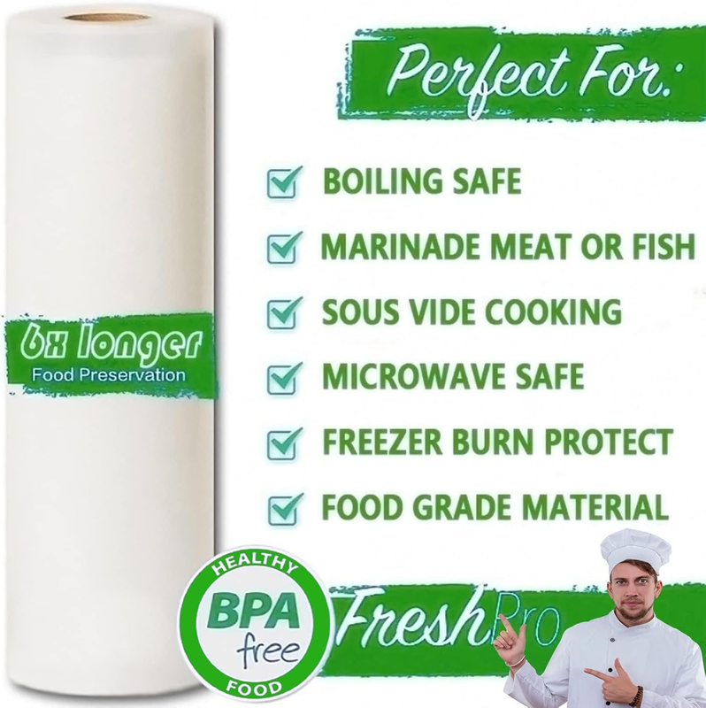 Vacuum Sealer Bags, 11" & 8" & 6" Each 2 Rolls, Rolls Heavy Duty Food Saver Roll